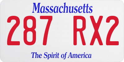 MA license plate 287RX2