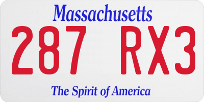 MA license plate 287RX3