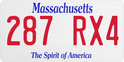 MA license plate 287RX4