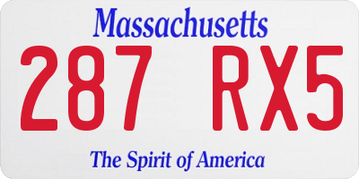 MA license plate 287RX5