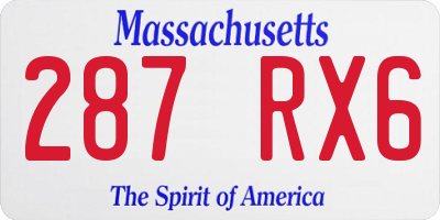 MA license plate 287RX6