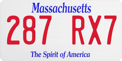 MA license plate 287RX7