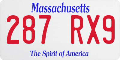 MA license plate 287RX9