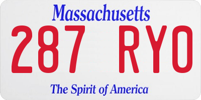 MA license plate 287RY0
