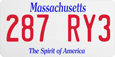 MA license plate 287RY3