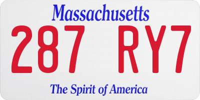 MA license plate 287RY7