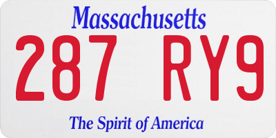 MA license plate 287RY9