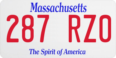 MA license plate 287RZ0