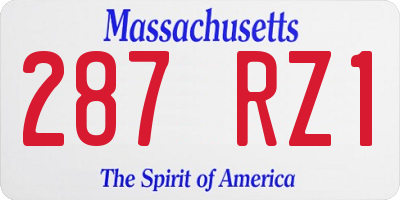 MA license plate 287RZ1