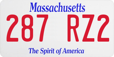 MA license plate 287RZ2