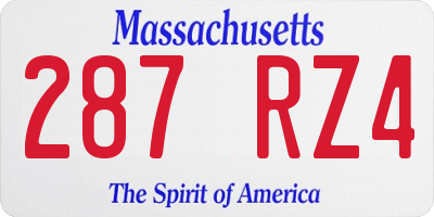 MA license plate 287RZ4