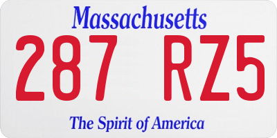 MA license plate 287RZ5