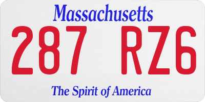 MA license plate 287RZ6