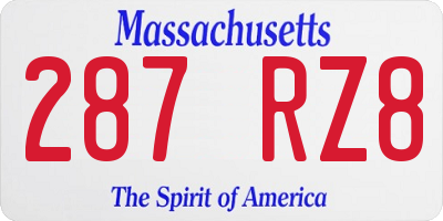 MA license plate 287RZ8