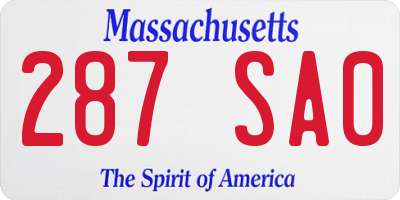 MA license plate 287SA0