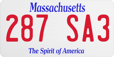 MA license plate 287SA3