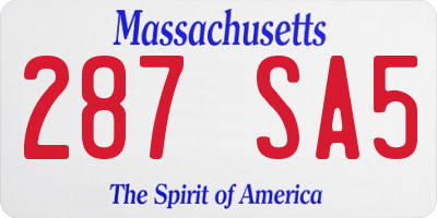 MA license plate 287SA5