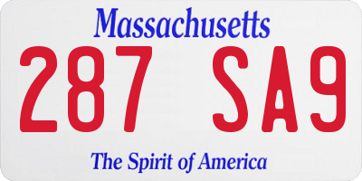 MA license plate 287SA9
