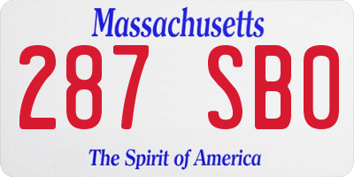 MA license plate 287SB0