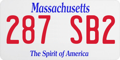 MA license plate 287SB2