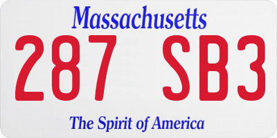 MA license plate 287SB3