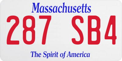 MA license plate 287SB4
