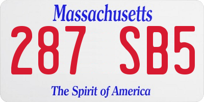 MA license plate 287SB5