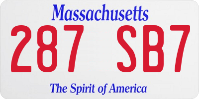 MA license plate 287SB7