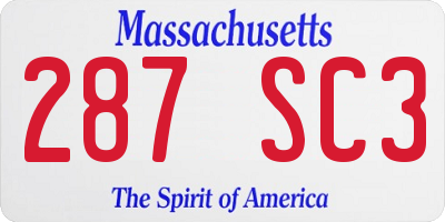 MA license plate 287SC3