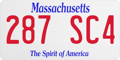 MA license plate 287SC4