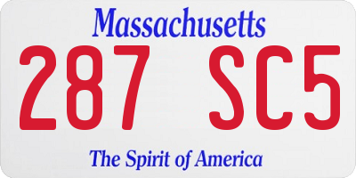 MA license plate 287SC5
