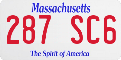 MA license plate 287SC6