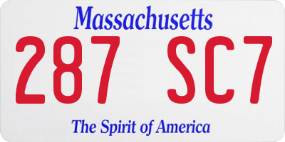 MA license plate 287SC7