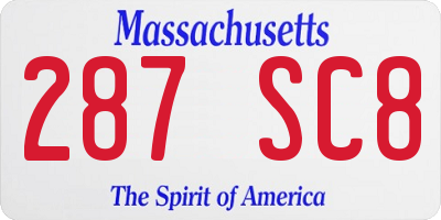MA license plate 287SC8