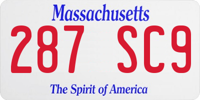 MA license plate 287SC9
