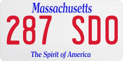 MA license plate 287SD0