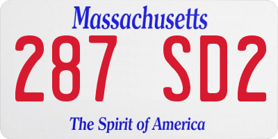 MA license plate 287SD2
