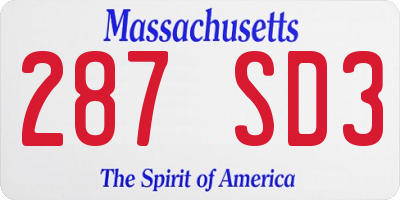 MA license plate 287SD3