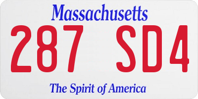 MA license plate 287SD4