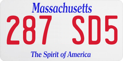 MA license plate 287SD5