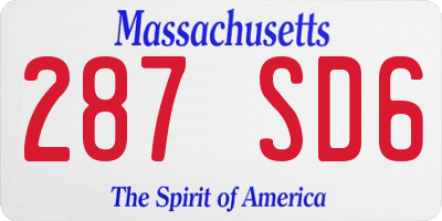 MA license plate 287SD6