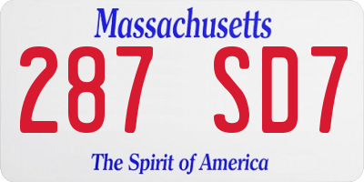 MA license plate 287SD7