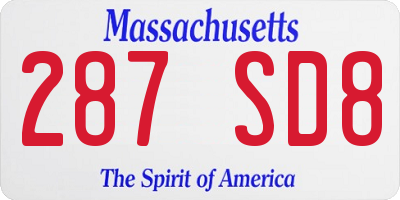 MA license plate 287SD8