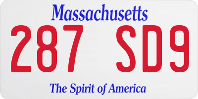 MA license plate 287SD9