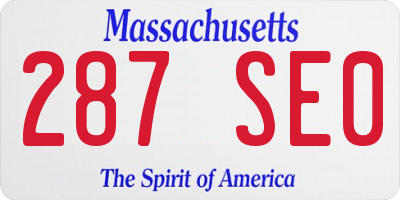 MA license plate 287SE0