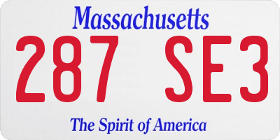 MA license plate 287SE3