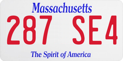 MA license plate 287SE4
