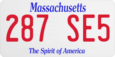 MA license plate 287SE5