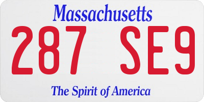 MA license plate 287SE9