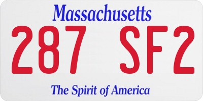 MA license plate 287SF2